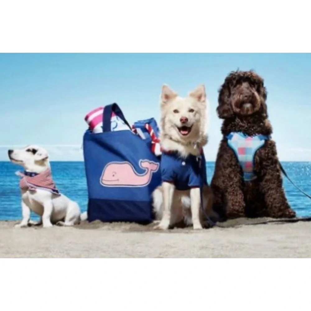 Vineyard Vines Target Pink Whale Tote Blue Large Beach Bag Patchwork Interior - Picture 9 of 9